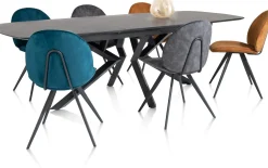XOOON AIKO eetkamerstoel - rough off black - stof Karese - okergeel^ Eetkamerstoelen