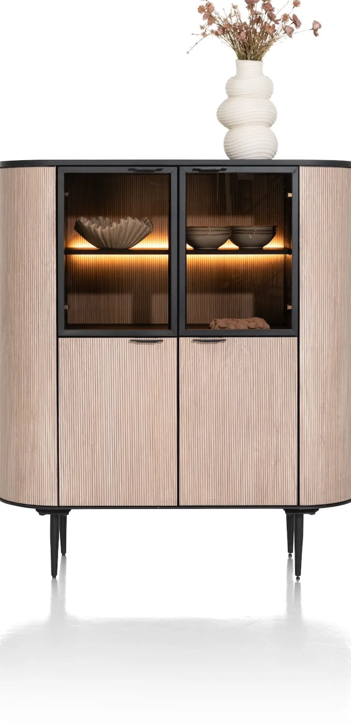 XOOON ARAMON highboard (125cm) 2-deuren + 2-glasdeuren -^ Bergkasten