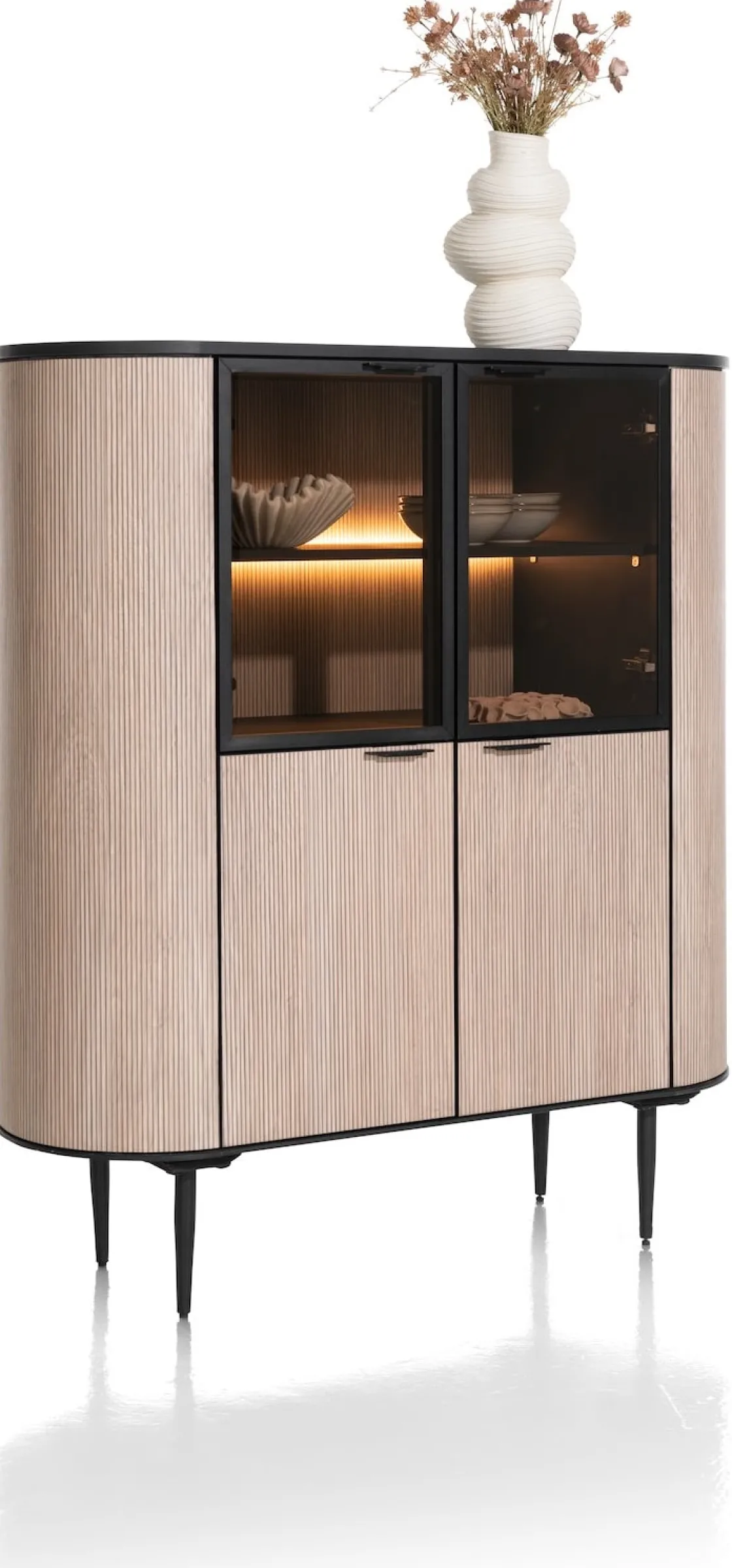 XOOON ARAMON highboard (125cm) 2-deuren + 2-glasdeuren -^ Bergkasten