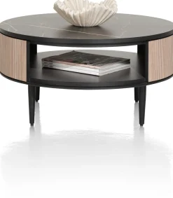 XOOON ARAMON salontafel diameter 75 cm. + 1-niche -^ Bijzettafel Sets|Salontafels