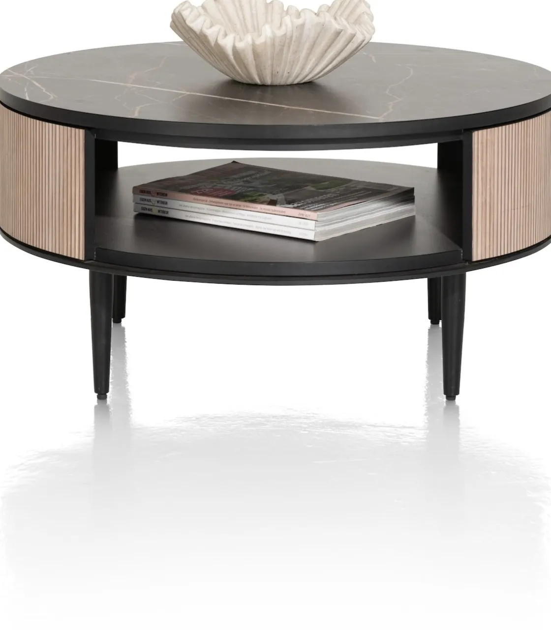 XOOON ARAMON salontafel diameter 75 cm. + 1-niche -^ Bijzettafel Sets|Salontafels