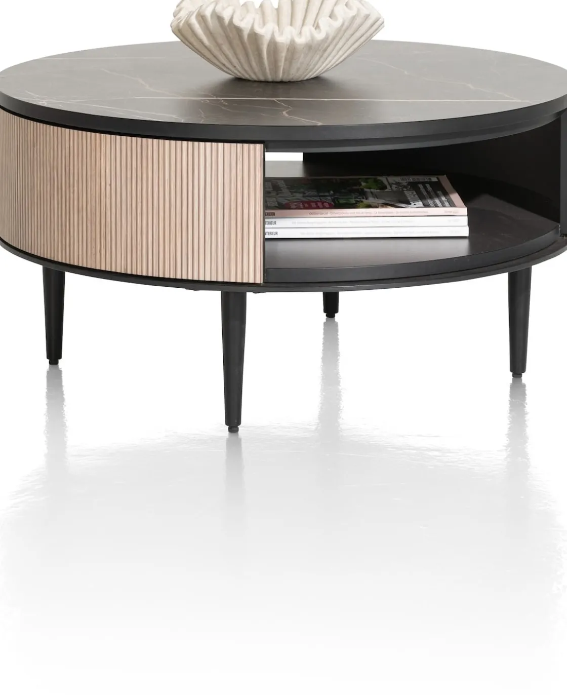 XOOON ARAMON salontafel diameter 75 cm. + 1-niche -^ Bijzettafel Sets|Salontafels