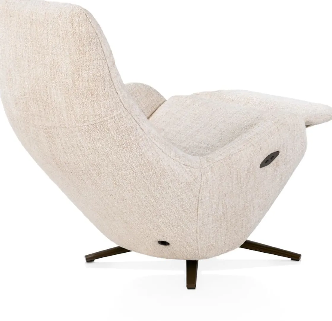 XOOON Arco, relax-fauteuil - 1 motor - verstelbare hoofdsteun - stof Luton - Creme^ Stoffen Fauteuils|Draaifauteuils
