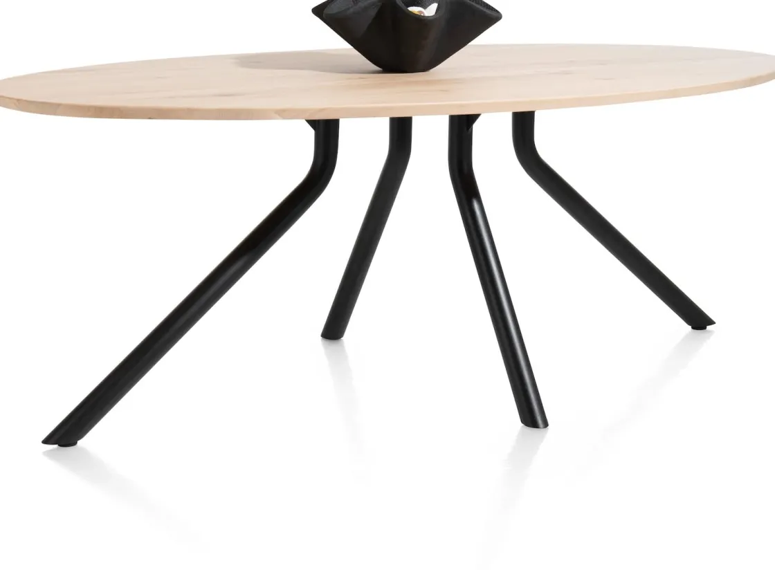 XOOON Arvada ellipsvormige eiken eettafel met metalen poot 220x110cm^ Tafelconfigurator|Eettafels
