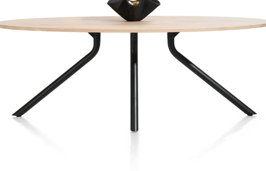 XOOON Arvada ellipsvormige eiken eettafel met metalen poot 220x110cm^ Tafelconfigurator|Eettafels