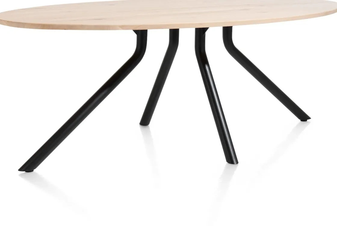XOOON Arvada ellipsvormige eiken eettafel met metalen poot 250x110cm^ Tafelconfigurator|Eettafels