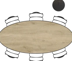 XOOON Arvada ellipsvormige eiken eettafel met metalen poot 250x110cm^ Tafelconfigurator|Eettafels