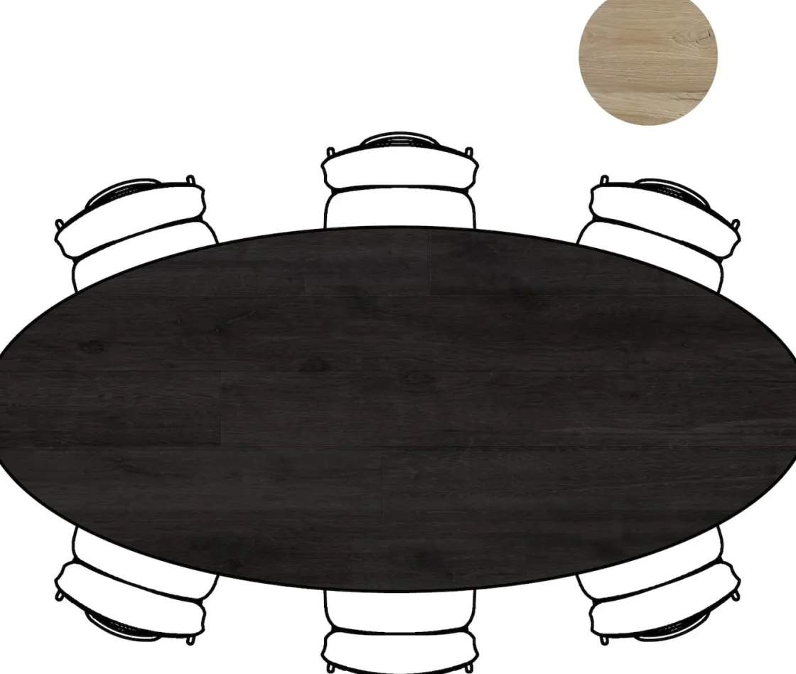 XOOON Arvada ellipsvormige eiken eettafel met metalen poot 250x110cm^ Tafelconfigurator|Eettafels