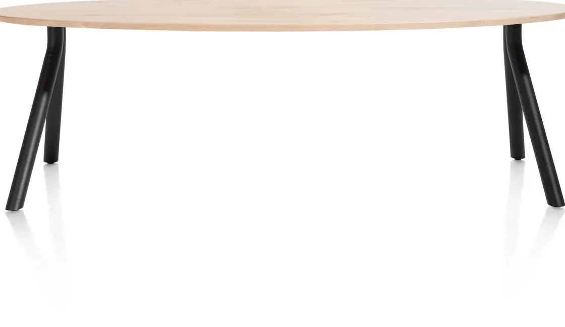 XOOON Arvada ellipsvormige eiken eettafel met metalen poten 220x110cm^ Tafelconfigurator|Eettafels