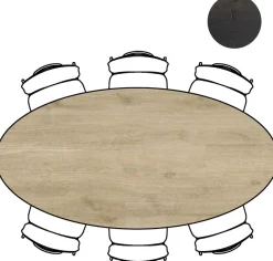 XOOON Arvada ellipsvormige eiken eettafel met metalen poten 220x110cm^ Tafelconfigurator|Eettafels