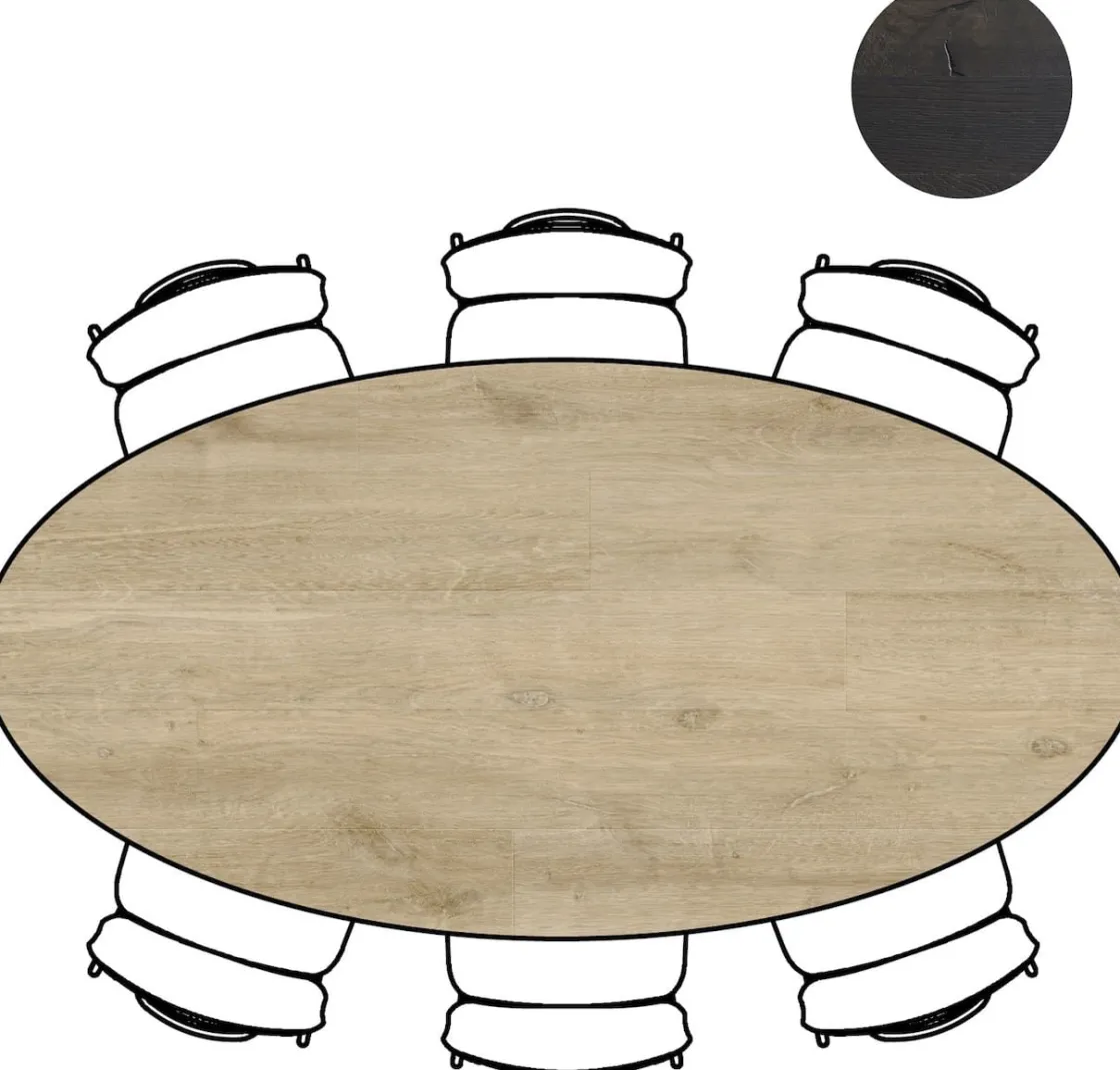 XOOON Arvada ellipsvormige eiken eettafel met metalen poten 220x110cm^ Tafelconfigurator|Eettafels