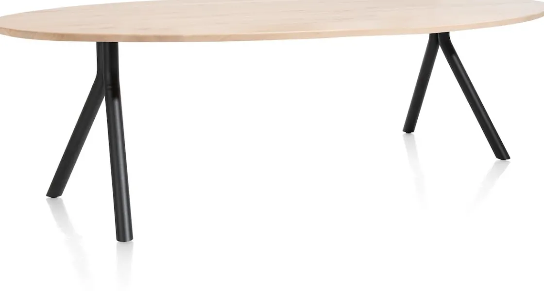 XOOON Arvada ellipsvormige eiken eettafel met metalen poten 250x110cm^ Tafelconfigurator|Eettafels