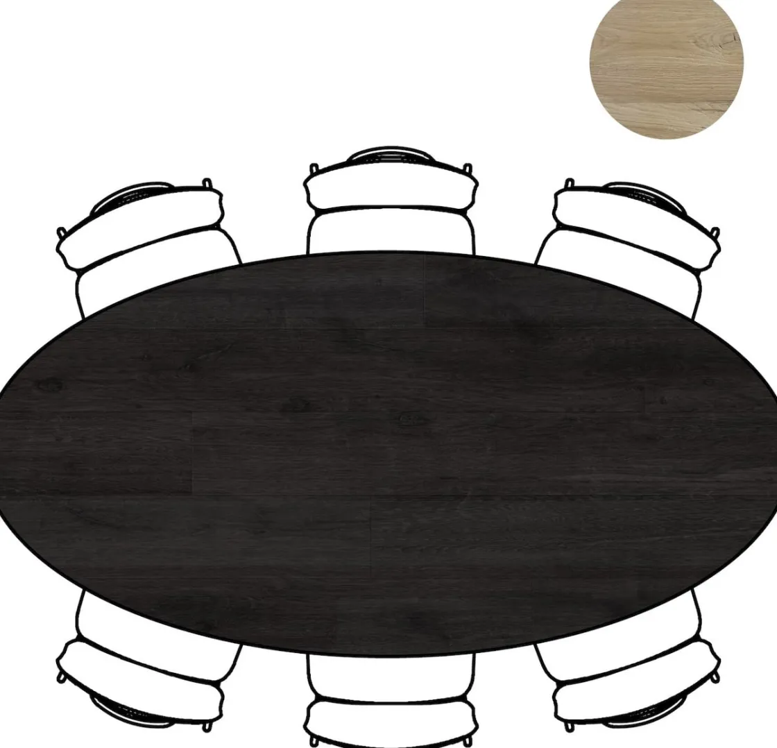XOOON Arvada ellipsvormige eiken eettafel met metalen poten 220x110cm^ Tafelconfigurator|Eettafels