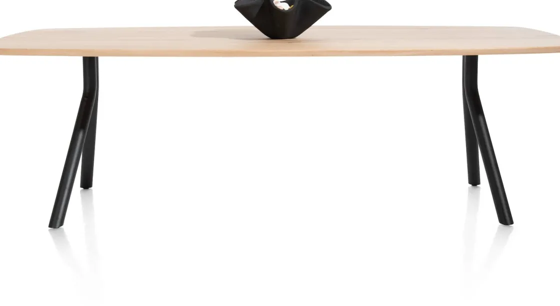 XOOON Arvada ovale eiken eettafel met zwart metalen poten 190x100cm^ Tafelconfigurator|Eettafels