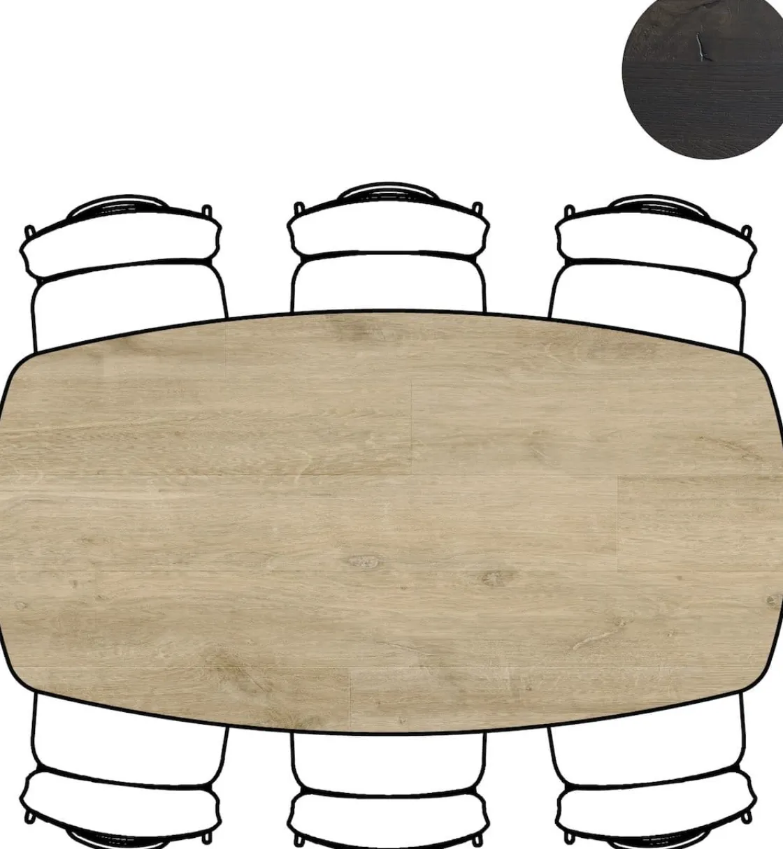 XOOON Arvada ovale eiken eettafel met zwart metalen poten 190x100cm^ Tafelconfigurator|Eettafels