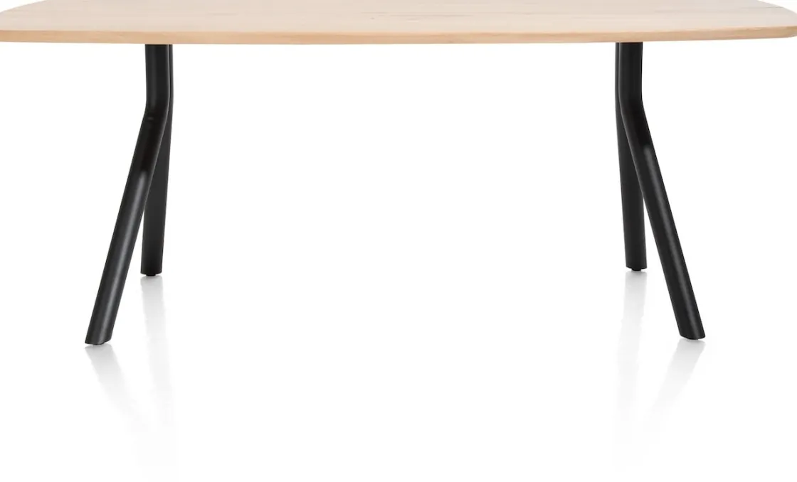 XOOON Arvada ovale eiken eettafel met zwart metalen poten 160x100cm^ Tafelconfigurator|Eettafels
