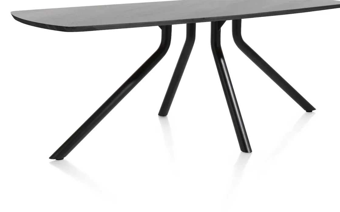 XOOON Arvada ovale eiken eettafel met zwart metalen poot 190x100cm^ Tafelconfigurator|Eettafels