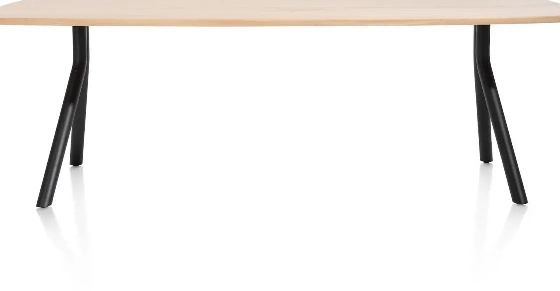XOOON Arvada ovale eiken eettafel met zwart metalen poten 220x110cm^ Tafelconfigurator|Eettafels