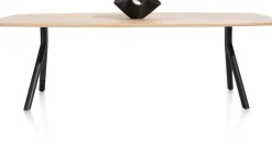 XOOON Arvada ovale eiken eettafel met zwart metalen poten 220x110cm^ Tafelconfigurator|Eettafels