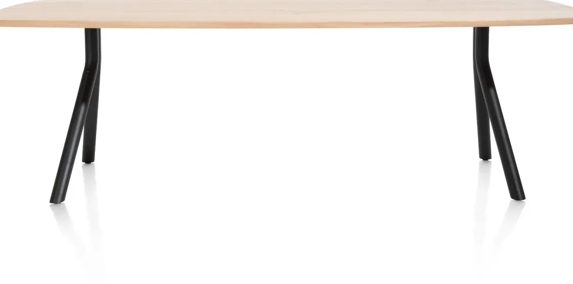 XOOON Arvada ovale eiken eettafel met zwart metalen poten 220x110cm^ Tafelconfigurator|Eettafels