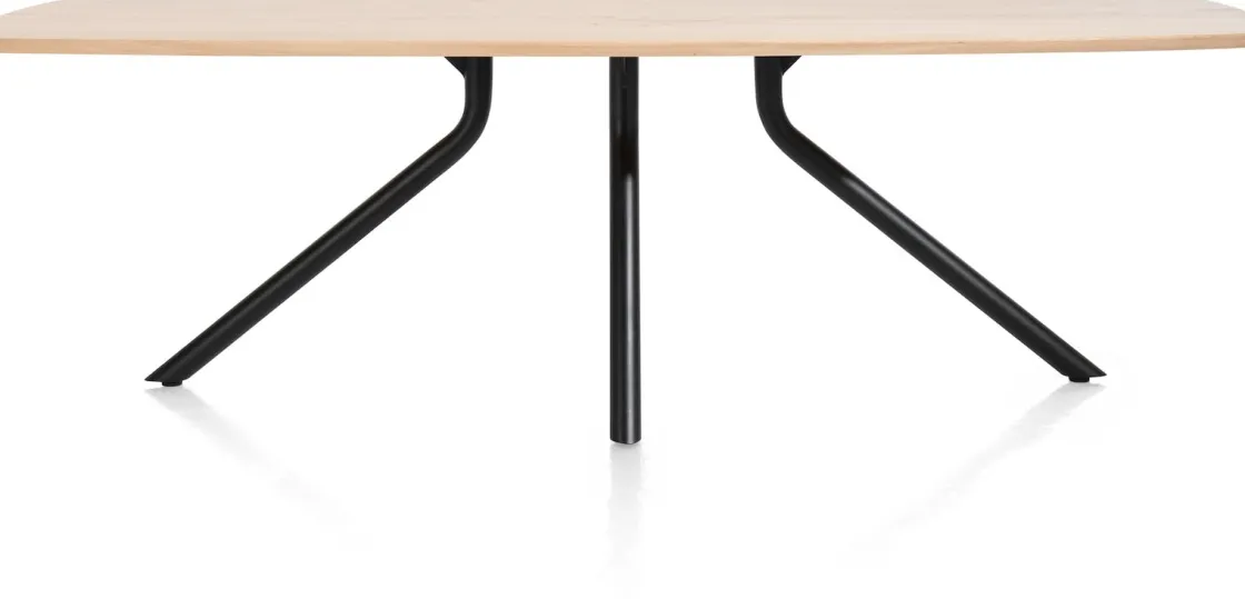XOOON Arvada ovale eiken eettafel met zwart metalen poot 250x110cm^ Tafelconfigurator|Eettafels