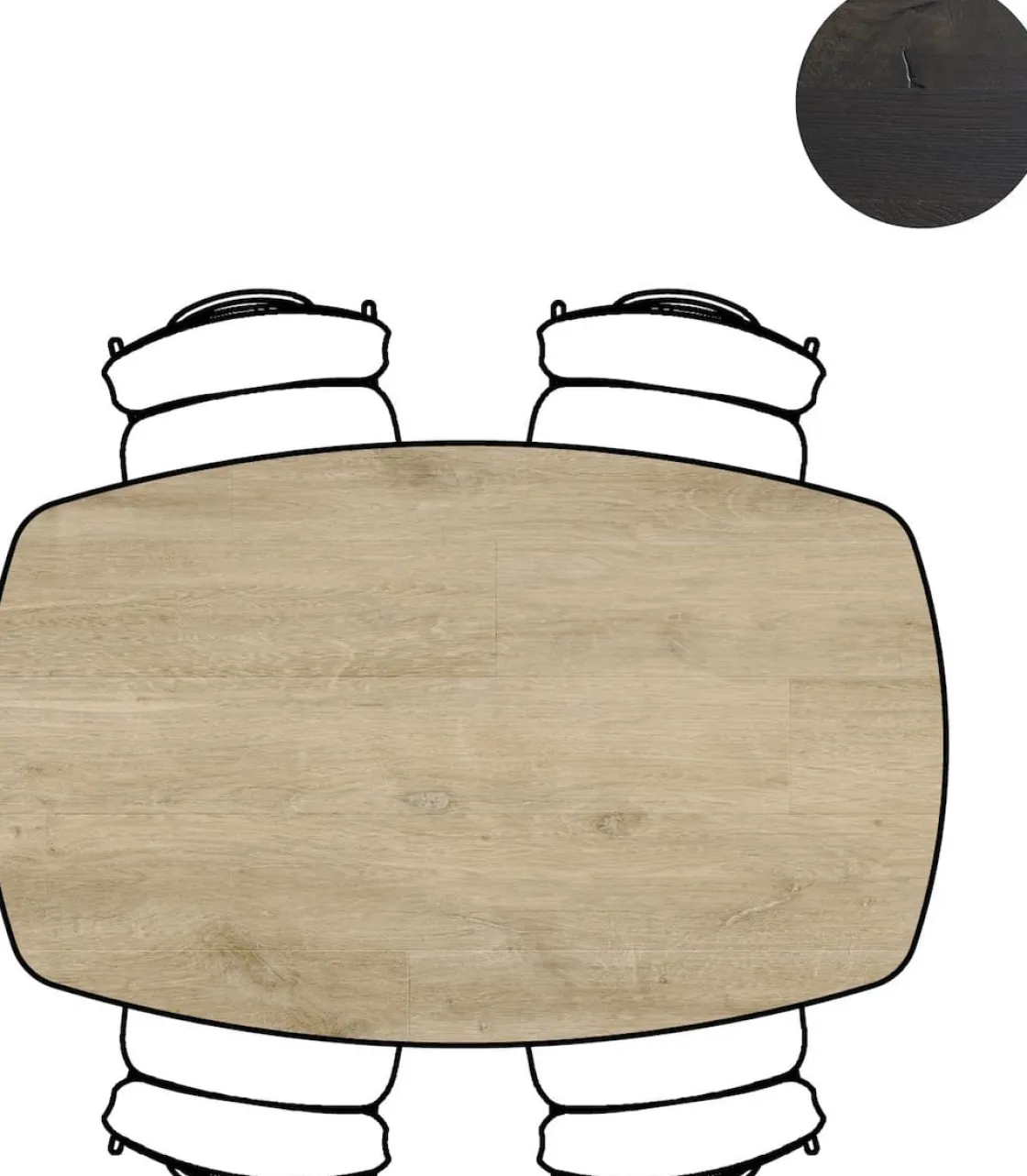 XOOON Arvada ovale eiken eettafel met zwart metalen poot 160x100cm^ Tafelconfigurator|Eettafels