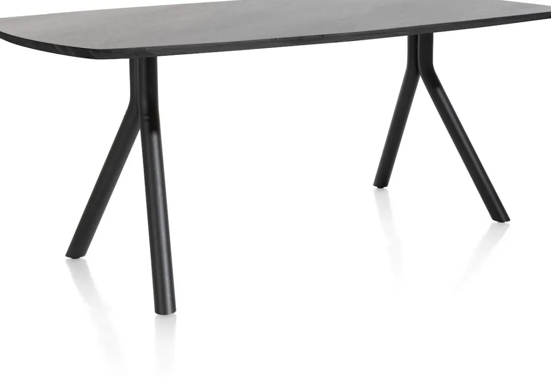 XOOON Arvada ovale eiken eettafel met zwart metalen poten 160x100cm^ Tafelconfigurator|Eettafels