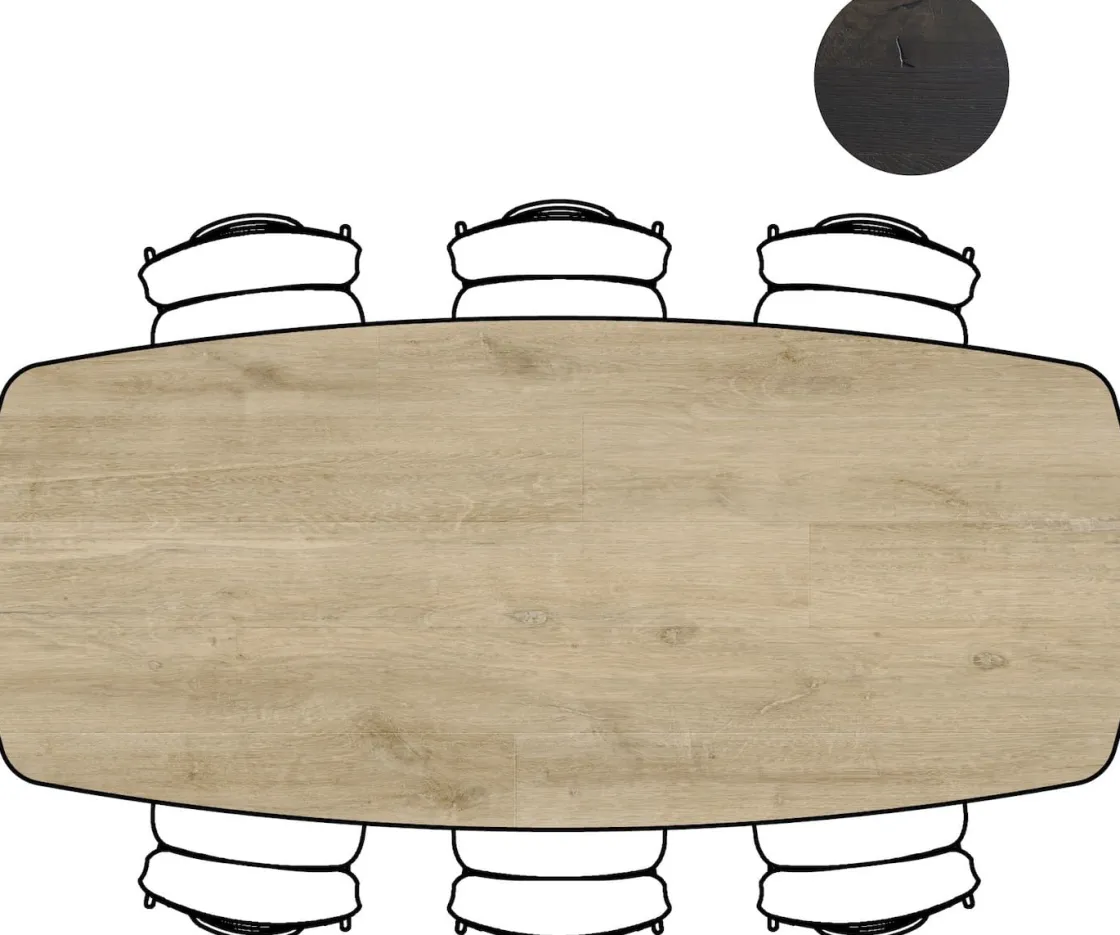 XOOON Arvada ovale eiken eettafel met zwart metalen poten 250x110cm^ Tafelconfigurator|Eettafels