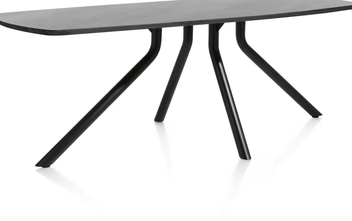 XOOON Arvada ovale eiken eettafel met zwart metalen poot 220x110cm^ Tafelconfigurator|Eettafels