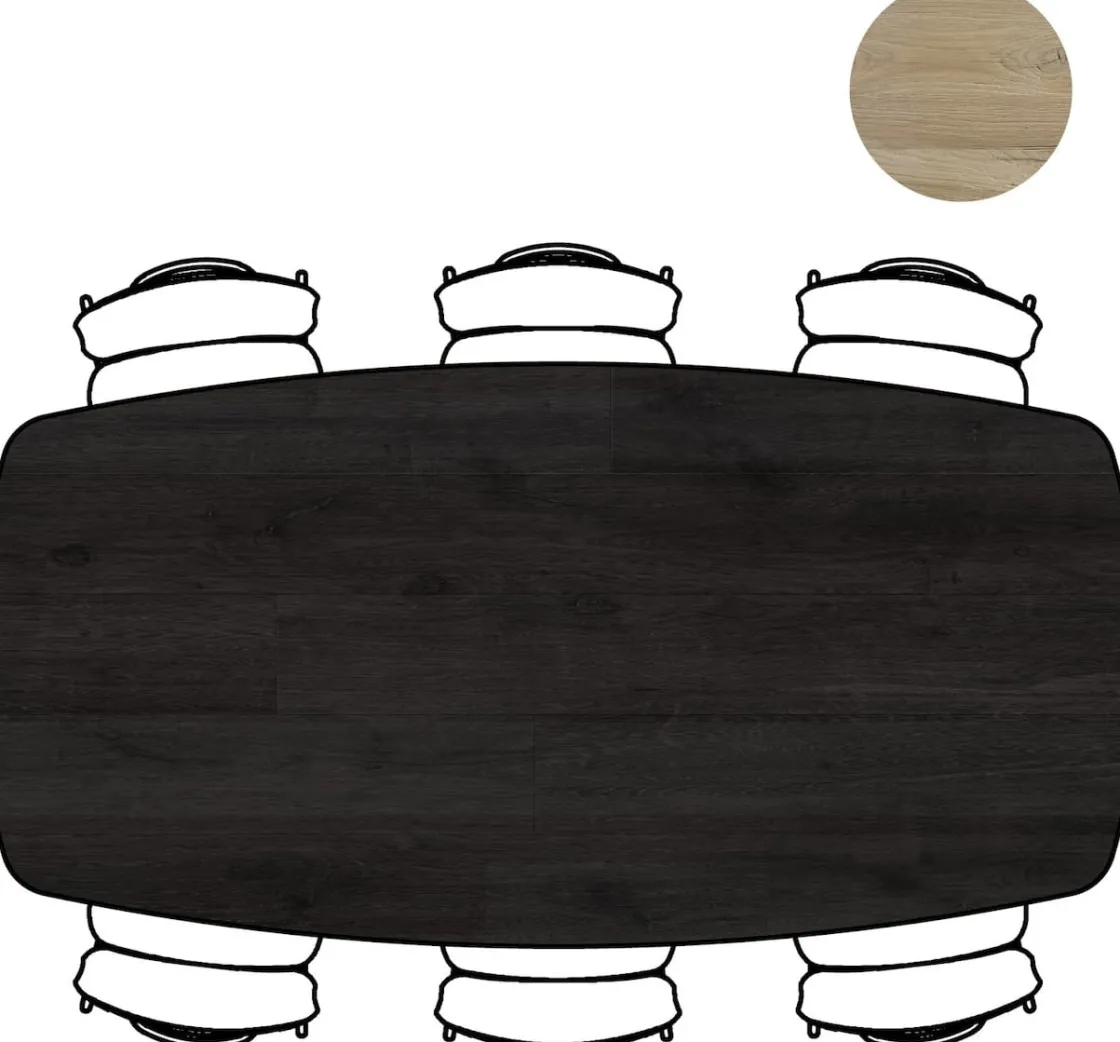 XOOON Arvada ovale eiken eettafel met zwart metalen poot 220x110cm^ Tafelconfigurator|Eettafels