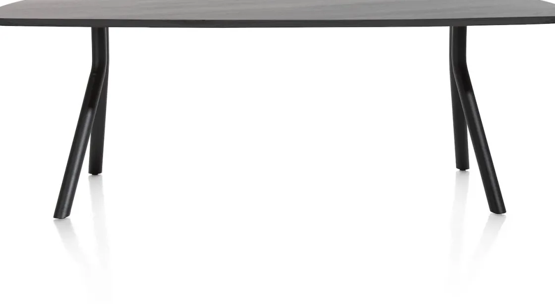 XOOON Arvada ovale eiken eettafel met zwart metalen poten 190x100cm^ Tafelconfigurator|Eettafels