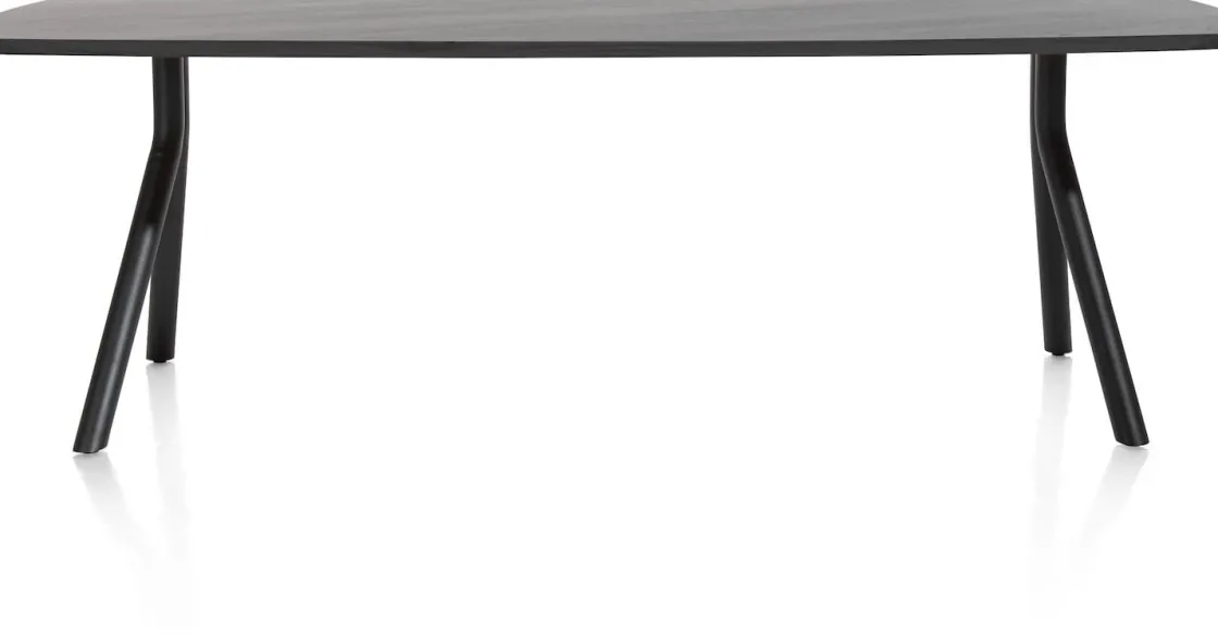 XOOON Arvada ovale eiken eettafel met zwart metalen poten 220x110cm^ Tafelconfigurator|Eettafels