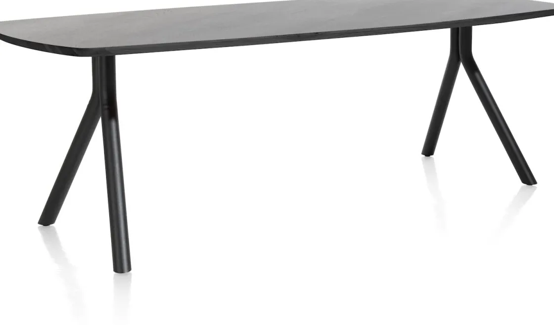 XOOON Arvada ovale eiken eettafel met zwart metalen poten 220x110cm^ Tafelconfigurator|Eettafels