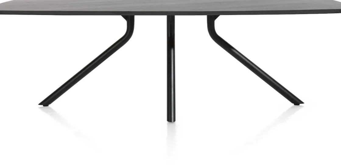 XOOON Arvada ovale eiken eettafel met zwart metalen poot 250x110cm^ Tafelconfigurator|Eettafels