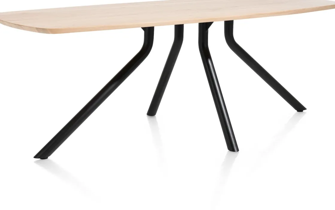XOOON Arvada ovale eiken eettafel met zwart metalen poot 220x110cm^ Tafelconfigurator|Eettafels