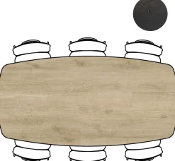 XOOON Arvada ovale eiken eettafel met zwart metalen poot 220x110cm^ Tafelconfigurator|Eettafels
