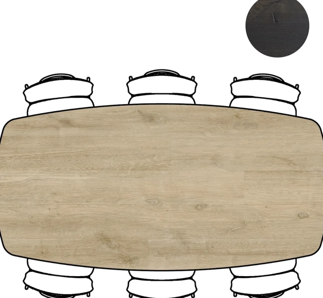XOOON Arvada ovale eiken eettafel met zwart metalen poot 220x110cm^ Tafelconfigurator|Eettafels