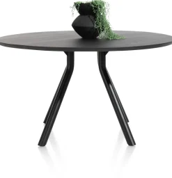 XOOON Arvada ronde eiken eettafel met zwart metalen poot 140cm^ Eettafels|Tafelconfigurator