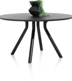 XOOON Arvada ronde eiken eettafel met zwart metalen poot 140cm^ Eettafels|Tafelconfigurator
