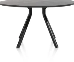 XOOON Arvada ronde eiken eettafel met zwart metalen poot 140cm^ Eettafels|Tafelconfigurator