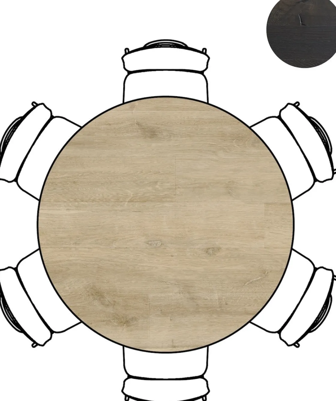 XOOON Arvada ronde eiken eettafel met zwart metalen poot 140cm^ Eettafels|Tafelconfigurator