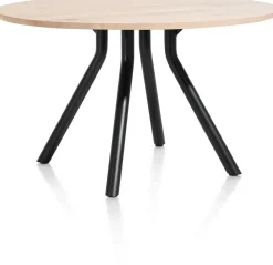 XOOON Arvada ronde eiken eettafel met zwart metalen poot 125cm^ Tafelconfigurator|Eettafels