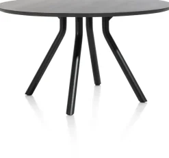 XOOON Arvada ronde eiken eettafel met zwart metalen poot 125cm^ Tafelconfigurator|Eettafels