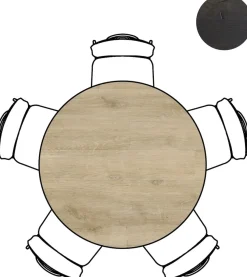 XOOON ARVADA tafel 125 cm - rond - centrale poot Nebbia |^ Tafelconfigurator|Eettafels