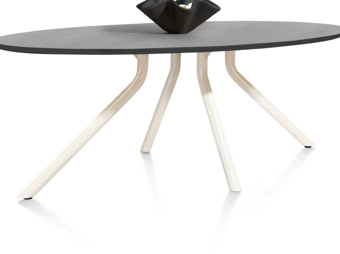 XOOON ARVADA tafel 220 x 110 cm - ellips - centrale poot Nebbia - onyx^ Tafelconfigurator|Eettafels