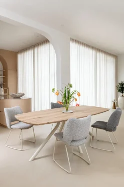 XOOON ARVADA tafel 190 x 100 cm - ovaal - centrale poot Nebbia^ Tafelconfigurator|Eettafels