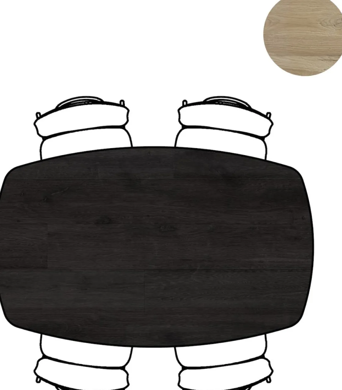 XOOON ARVADA tafel 160 x 100 cm - ovaal - centrale poot Nebbia - onyx^ Tafelconfigurator|Eettafels