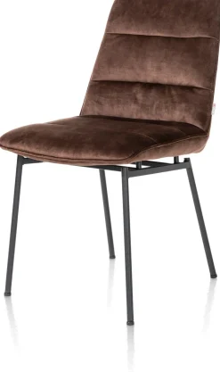 XOOON Aurora velours eetkamerstoel met zwart metalen frame^ Eetkamerstoelen