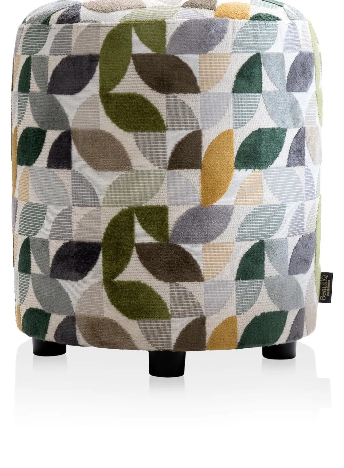 XOOON BeautiQ - Elite poef - rond 42 cm in de kleur Olijf^ Poef/Hockers|Woonaccessoires
