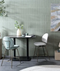 XOOON Brest bistrotafel marble light grey (120x75cm) kleur Zwart^ Woonaccessoires|Eettafels
